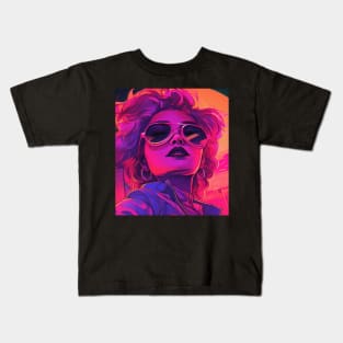 Retrofuturistic Babe Aviator 80s Kids T-Shirt